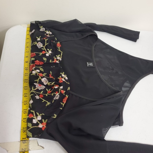 Shein‎ Curve Womens Embroidered Mesh Forest Fairy Grunge Bodysuit Size 1XL Black - Picture 6 of 10